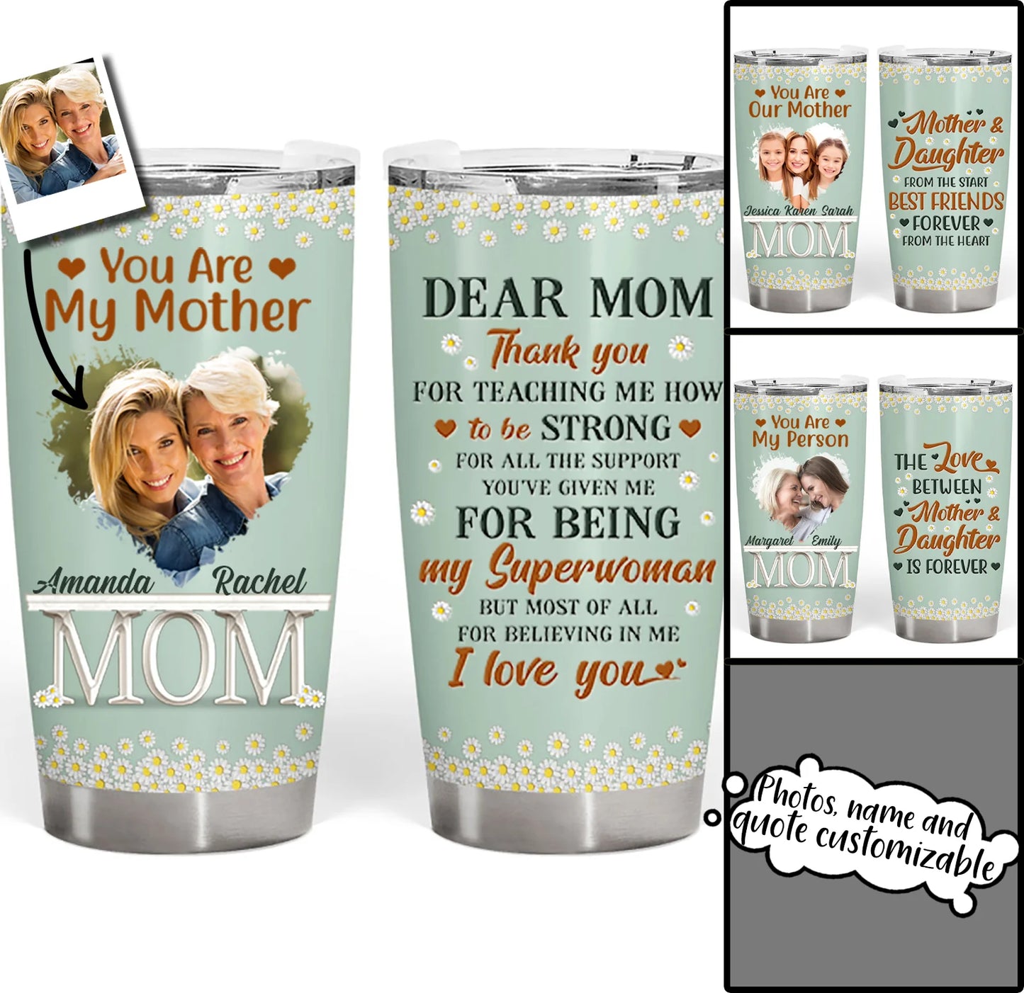 Personalized Mother's Day Gift Tumbler - Custom Gift For Mother's Day, Presents for Mom - Dear Mom Thank You For Teaching Me How To Be Strong Tumbler