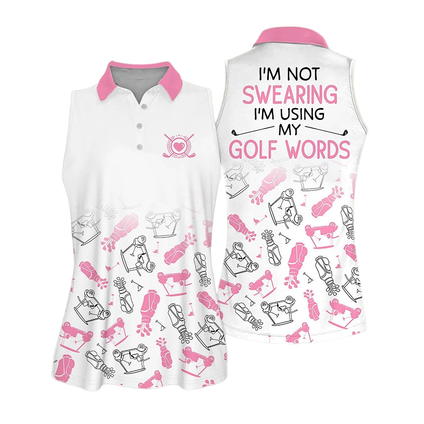 Golf Women Sleeveless Athleisure Polo Shirt, I'm Not Swearing I'm Using My Golf Words, Golf Symbol Pattern Polo Shirt - Gift For Mother's Day, Golfers