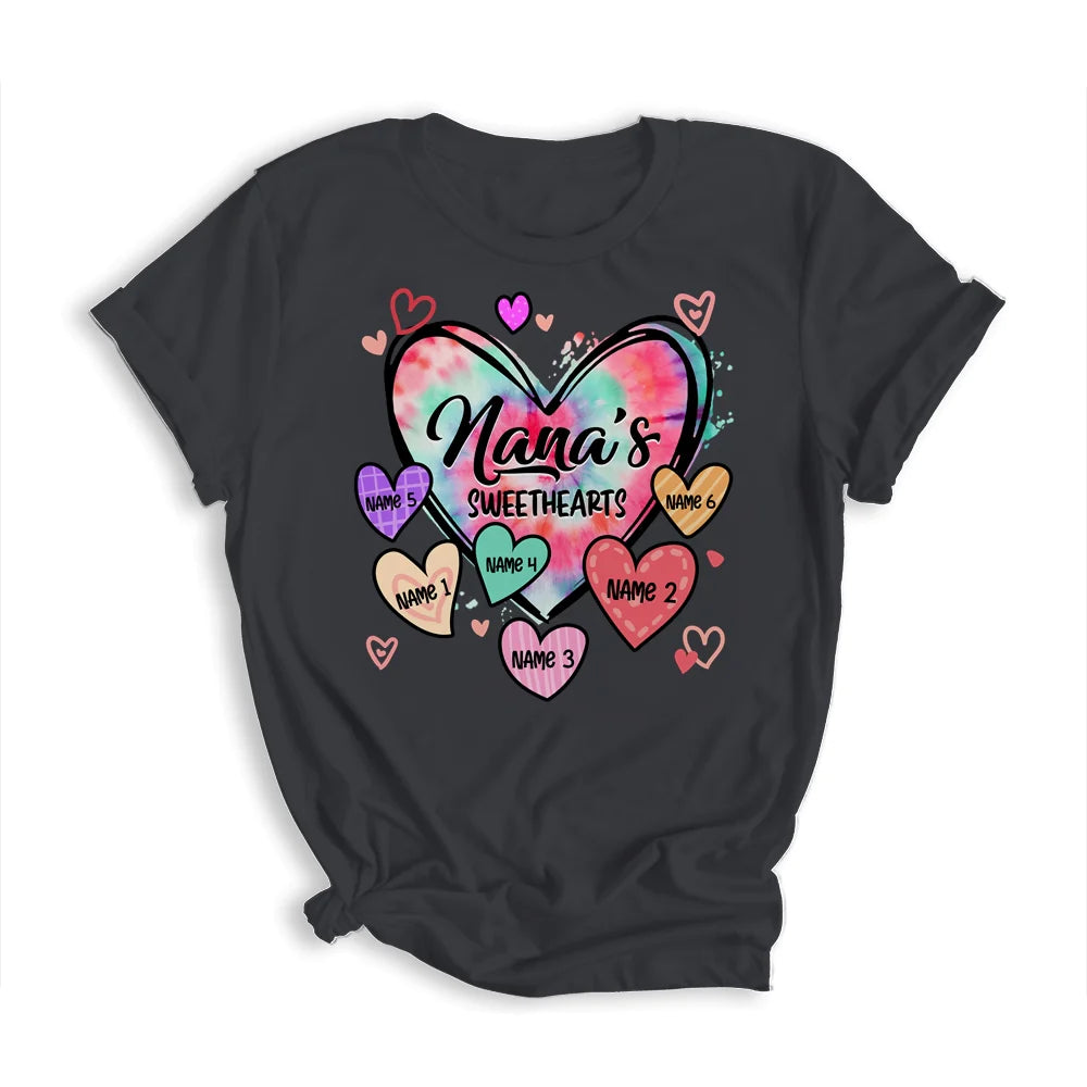 Nana Grandkids Hearts Mother's Day T-shirt - Sweethearts Personalized Shirt - Custom Name Gift For Mom, Grandma, Gigi, Nana, Mimi