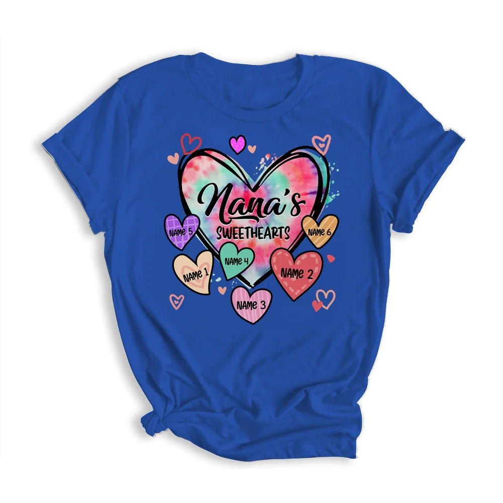 Nana Grandkids Hearts Mother's Day T-shirt - Sweethearts Personalized Shirt - Custom Name Gift For Mom, Grandma, Gigi, Nana, Mimi