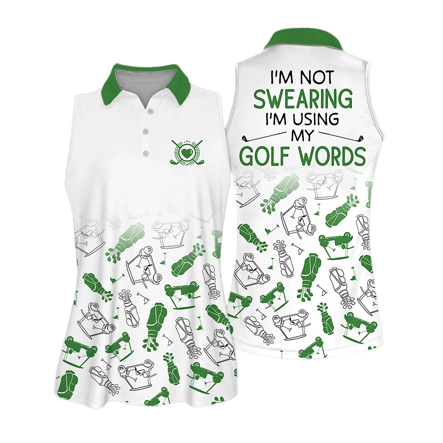 Golf Women Sleeveless Athleisure Polo Shirt, I'm Not Swearing I'm Using My Golf Words, Golf Symbol Pattern Polo Shirt - Gift For Mother's Day, Golfers