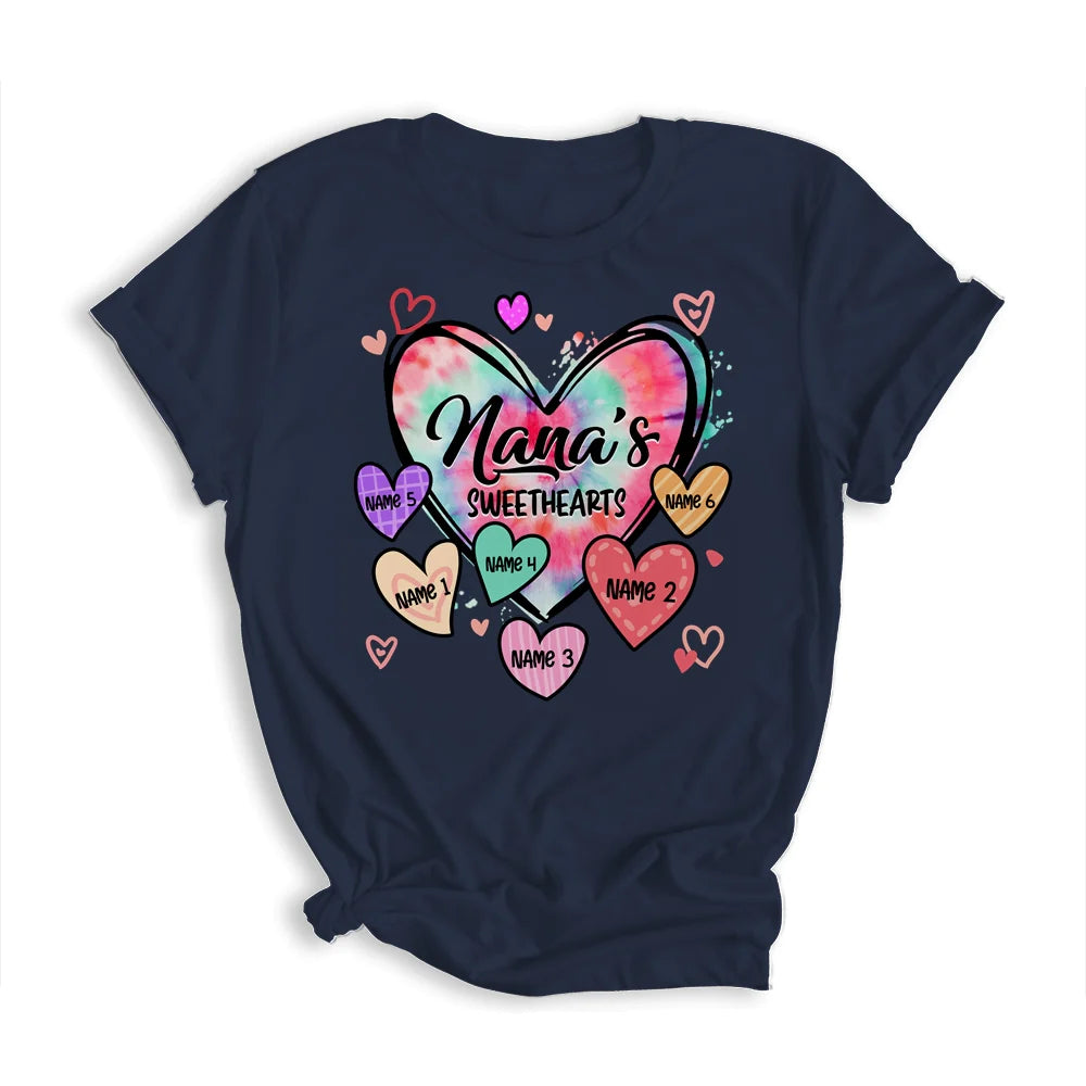 Nana Grandkids Hearts Mother's Day T-shirt - Sweethearts Personalized Shirt - Custom Name Gift For Mom, Grandma, Gigi, Nana, Mimi