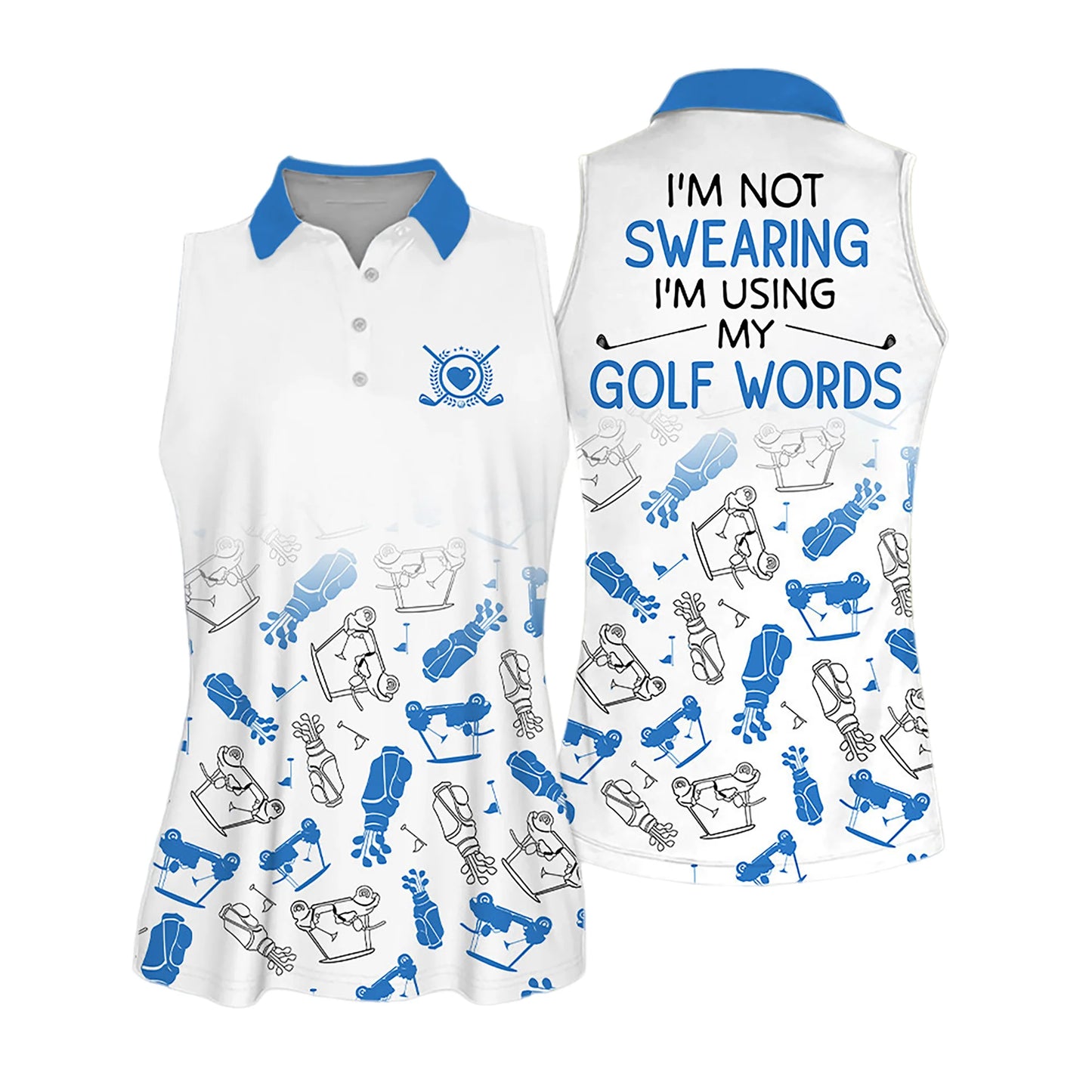 Golf Women Sleeveless Athleisure Polo Shirt, I'm Not Swearing I'm Using My Golf Words, Golf Symbol Pattern Polo Shirt - Gift For Mother's Day, Golfers