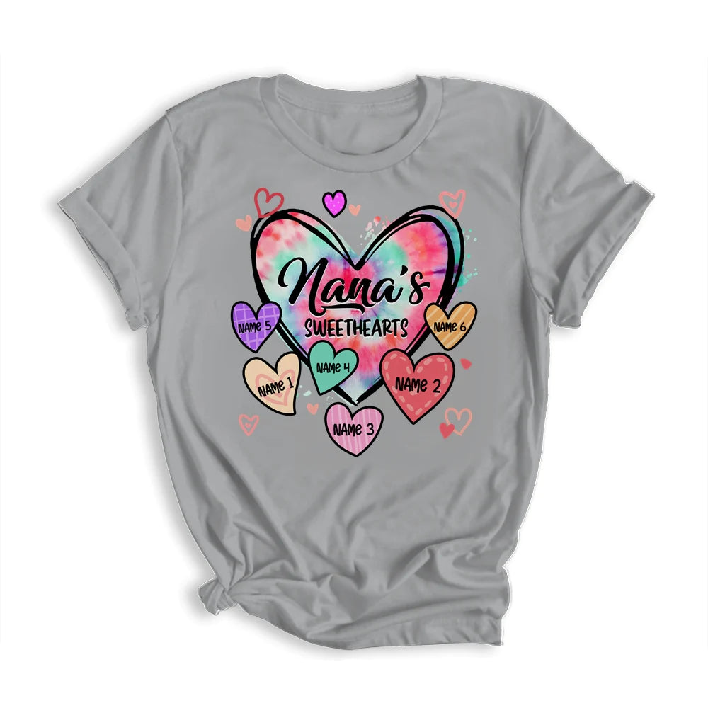 Nana Grandkids Hearts Mother's Day T-shirt - Sweethearts Personalized Shirt - Custom Name Gift For Mom, Grandma, Gigi, Nana, Mimi