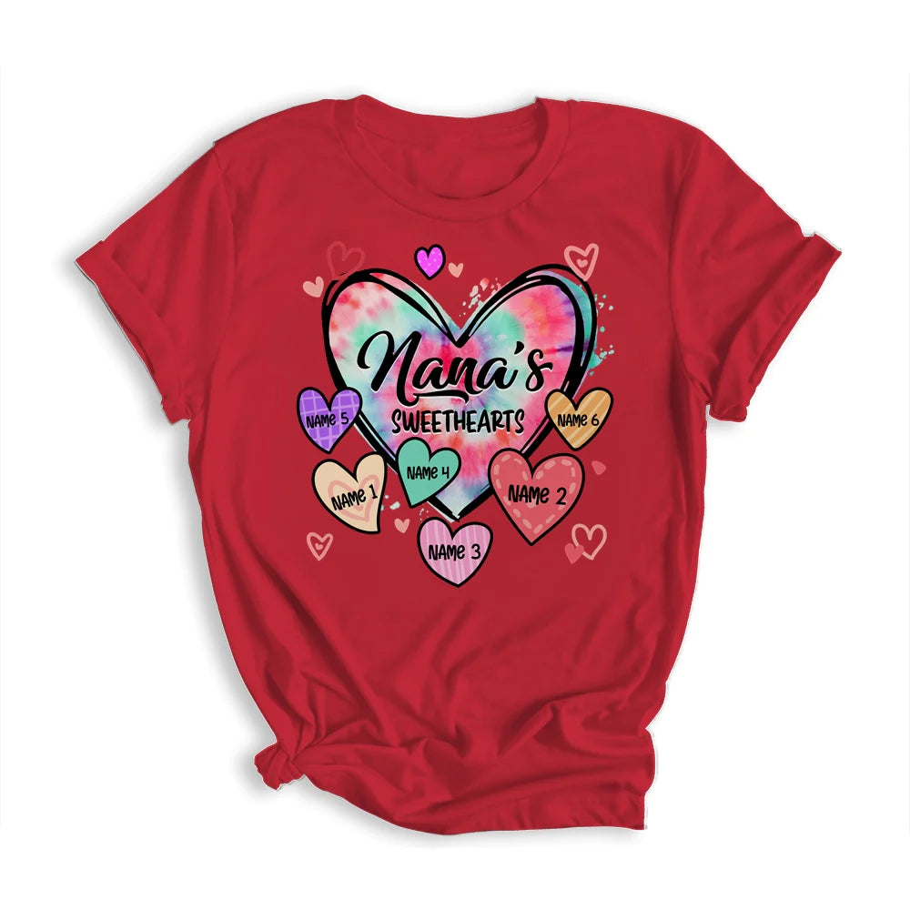 Nana Grandkids Hearts Mother's Day T-shirt - Sweethearts Personalized Shirt - Custom Name Gift For Mom, Grandma, Gigi, Nana, Mimi