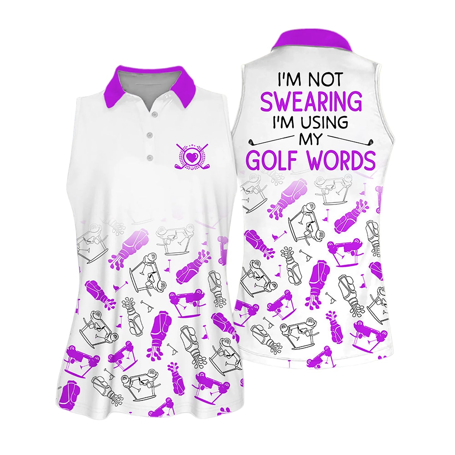 Golf Women Sleeveless Athleisure Polo Shirt, I'm Not Swearing I'm Using My Golf Words, Golf Symbol Pattern Polo Shirt - Gift For Mother's Day, Golfers