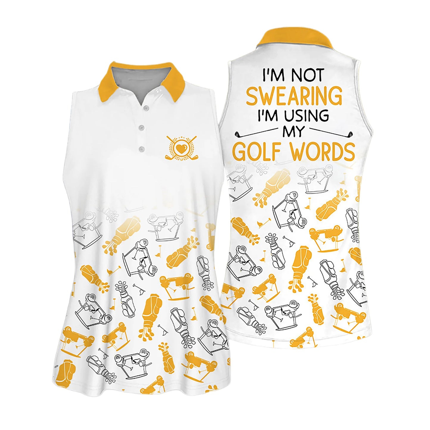 Golf Women Sleeveless Athleisure Polo Shirt, I'm Not Swearing I'm Using My Golf Words, Golf Symbol Pattern Polo Shirt - Gift For Mother's Day, Golfers