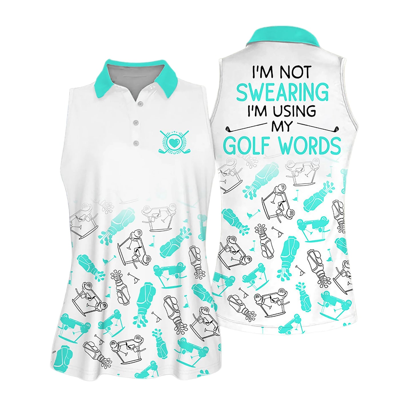 Golf Women Sleeveless Athleisure Polo Shirt, I'm Not Swearing I'm Using My Golf Words, Golf Symbol Pattern Polo Shirt - Gift For Mother's Day, Golfers