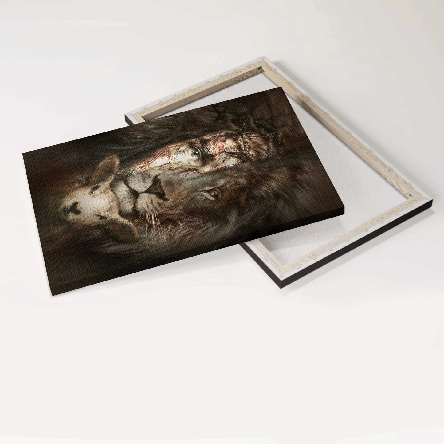 Jesus painting, Jesus Portrait Canvas- The lion of Judah, Lamb of God, The perfect combination- Gift for Christian - Portrait Canvas Prints, Wall Art