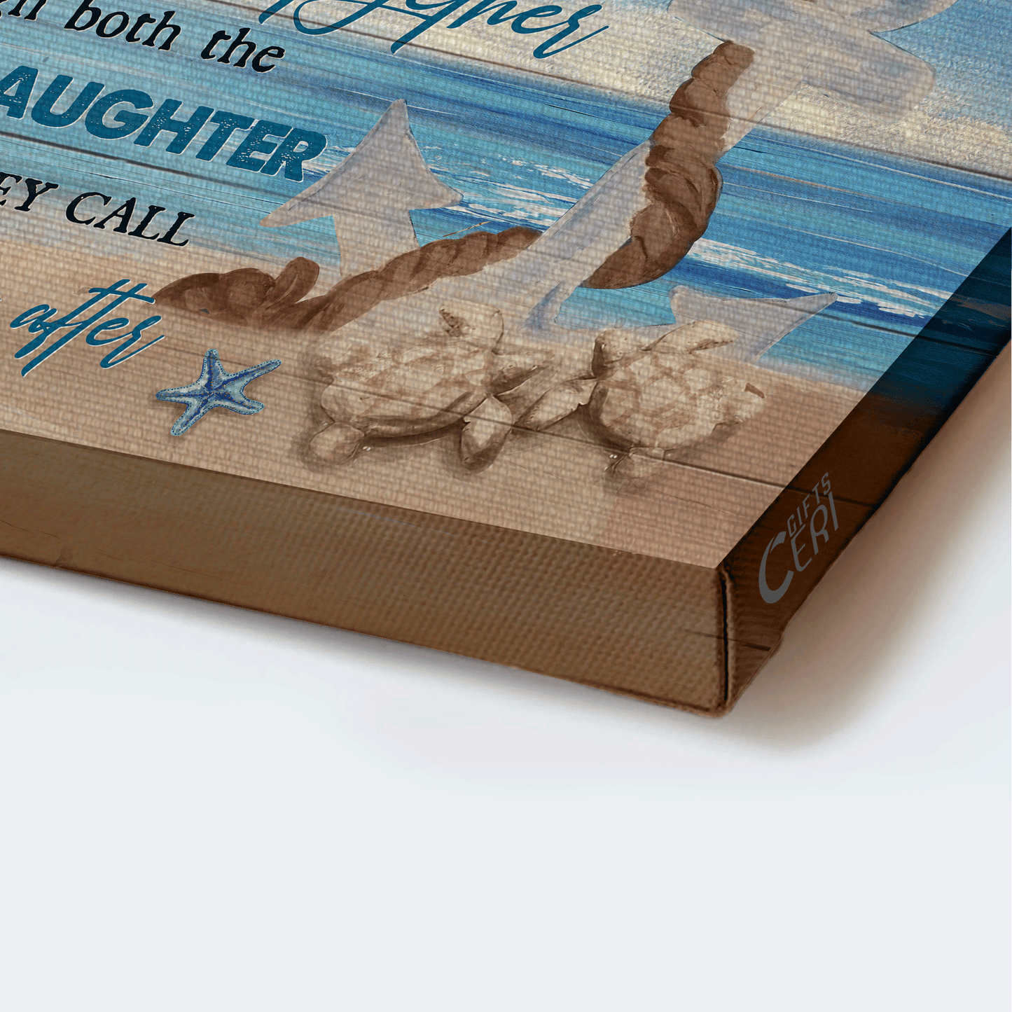 Couple Landscape Canvas - Anchor drawing, Blue island, Sea turtle Landscape Canvas - Gift For Couple, Spouse, Lover - God knew my heart needed you