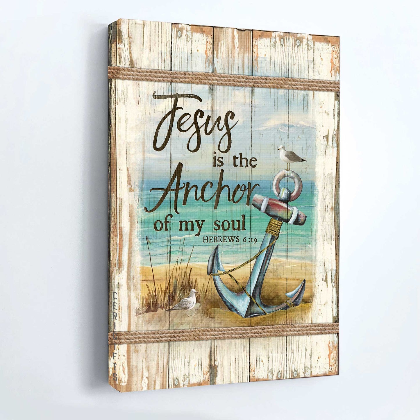 Jesus Portrait Canvas - Anchor and the sea Portrait Canvas - Gift For Christian - Jesus is the anchor of my soul