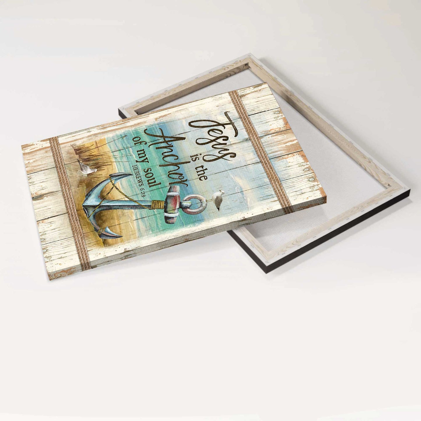 Jesus Portrait Canvas - Anchor and the sea Portrait Canvas - Gift For Christian - Jesus is the anchor of my soul