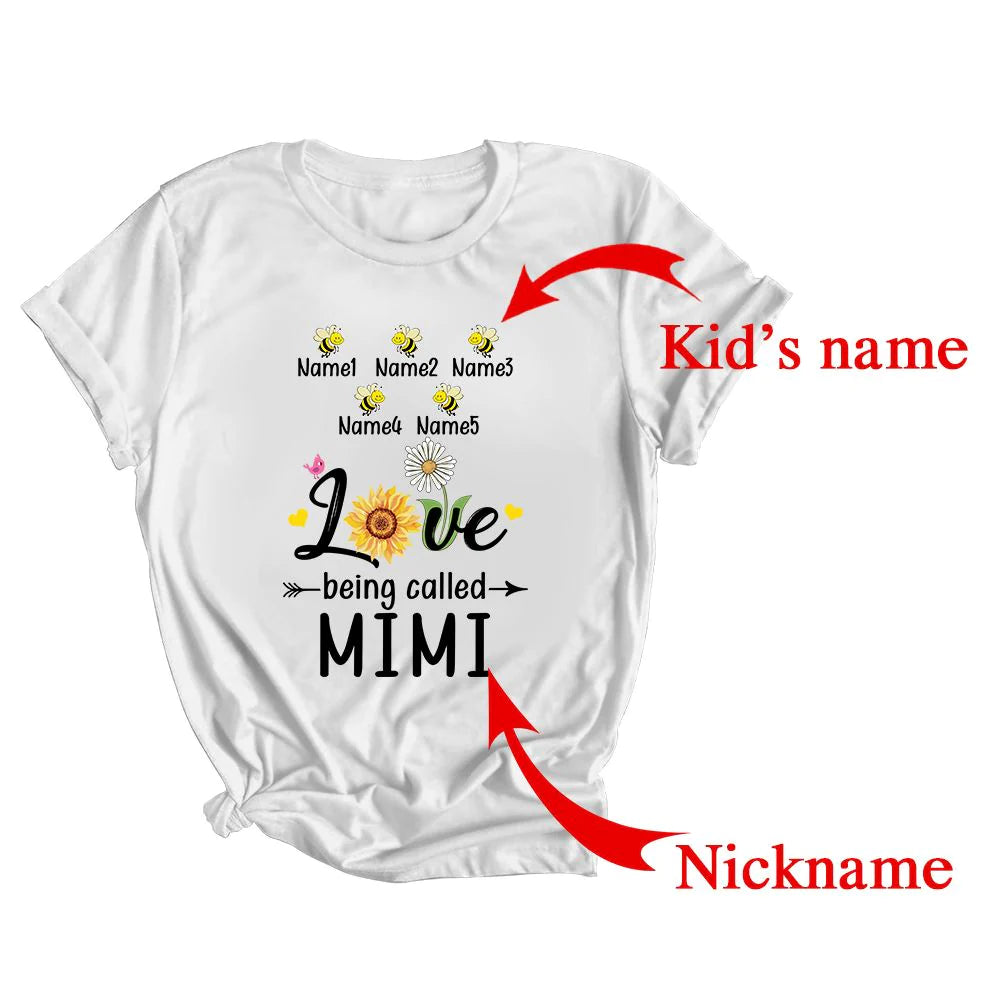 Mimi And Grandkids Sunflower Mother's Day T-shirt - Being Called Mimi Personalized Shirt - Custom Name Gift For Gigi, Nana, Mimi