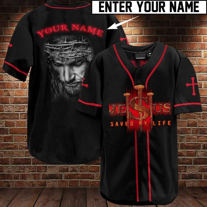 Personalized Jesus Baseball Jersey - Christ Baseball Jersey - Gift For Christians - Saved My Life Custom Baseball Jersey Shirt For Men and Women