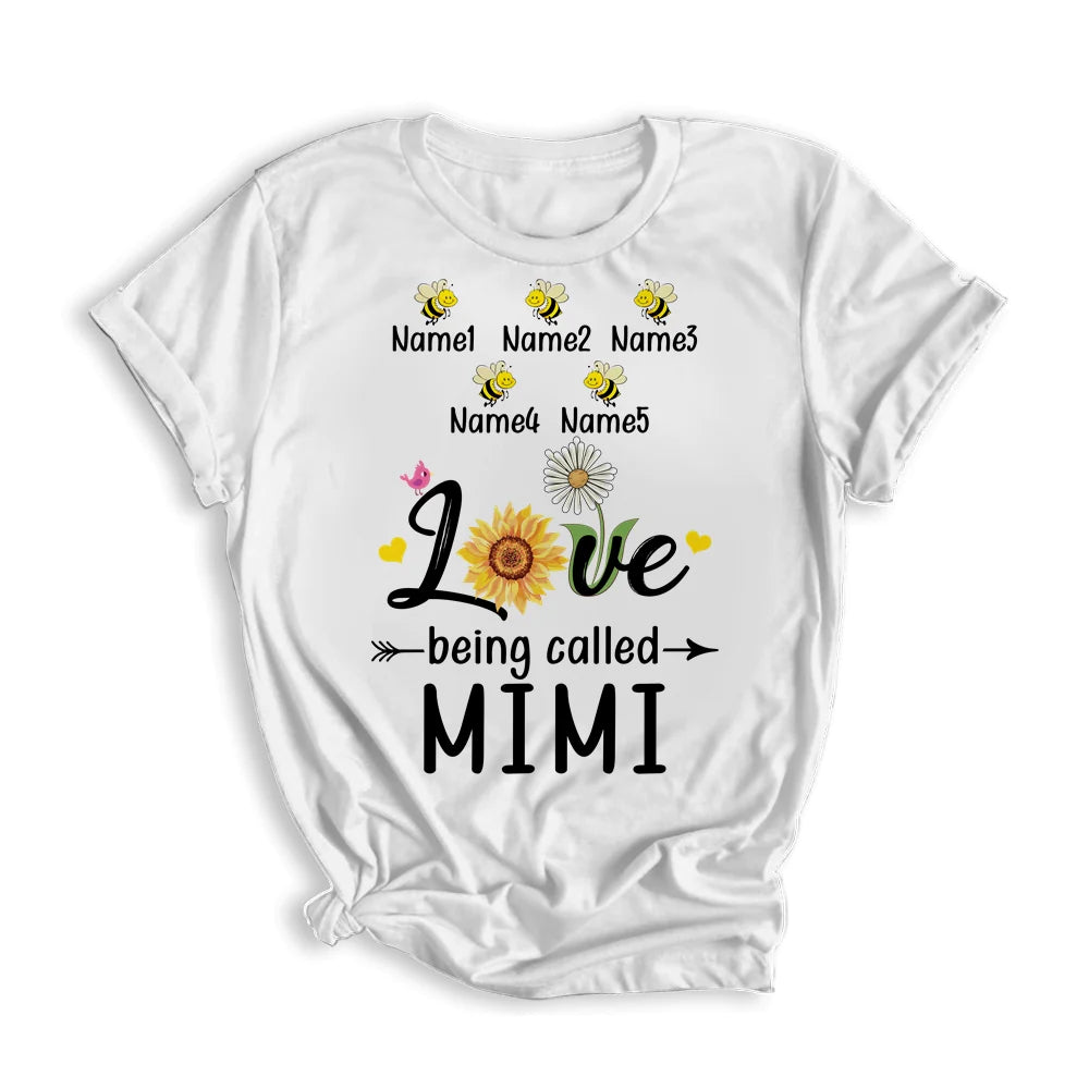 Mimi And Grandkids Sunflower Mother's Day T-shirt - Being Called Mimi Personalized Shirt - Custom Name Gift For Gigi, Nana, Mimi