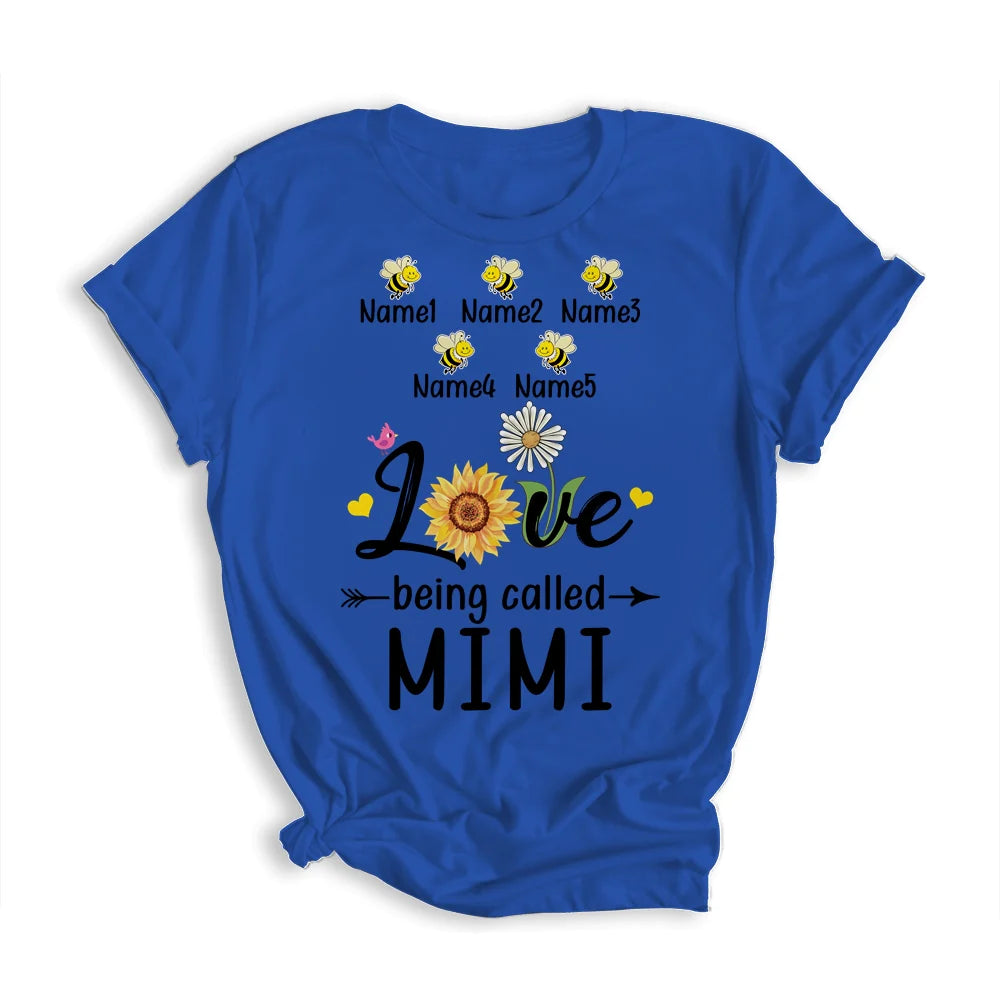 Mimi And Grandkids Sunflower Mother's Day T-shirt - Being Called Mimi Personalized Shirt - Custom Name Gift For Gigi, Nana, Mimi