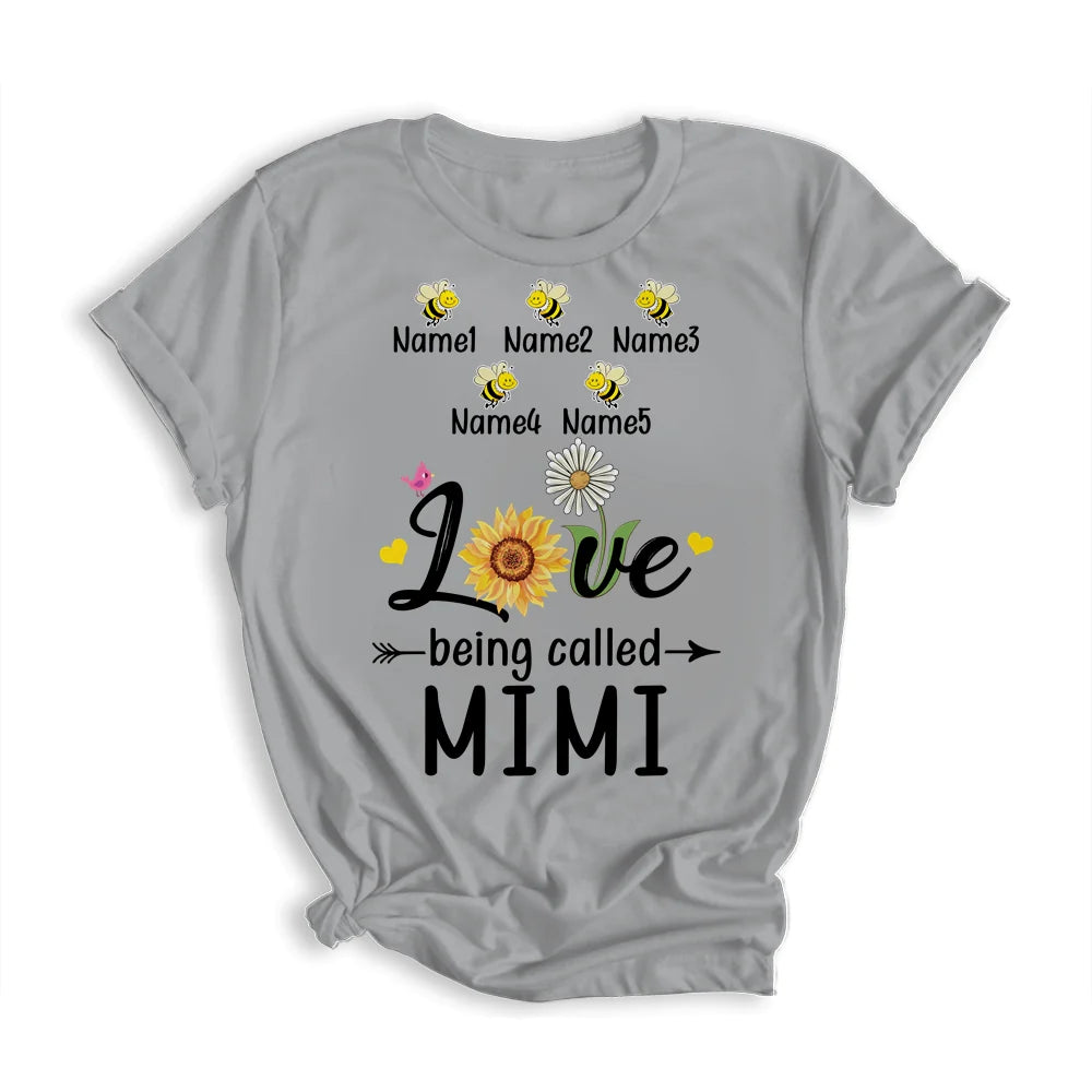 Mimi And Grandkids Sunflower Mother's Day T-shirt - Being Called Mimi Personalized Shirt - Custom Name Gift For Gigi, Nana, Mimi