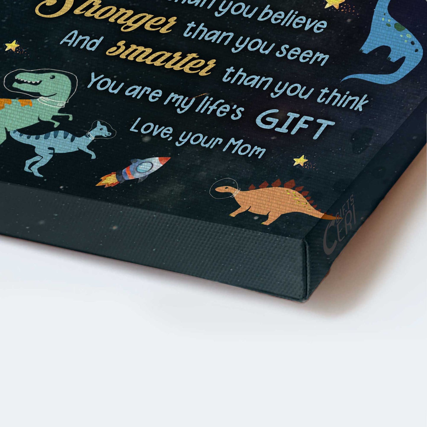 Gift to Son- Mom to son, Little dinosaur, Starry sky, You are my life's gift - Family Portrait Canvas Prints, Wall Art