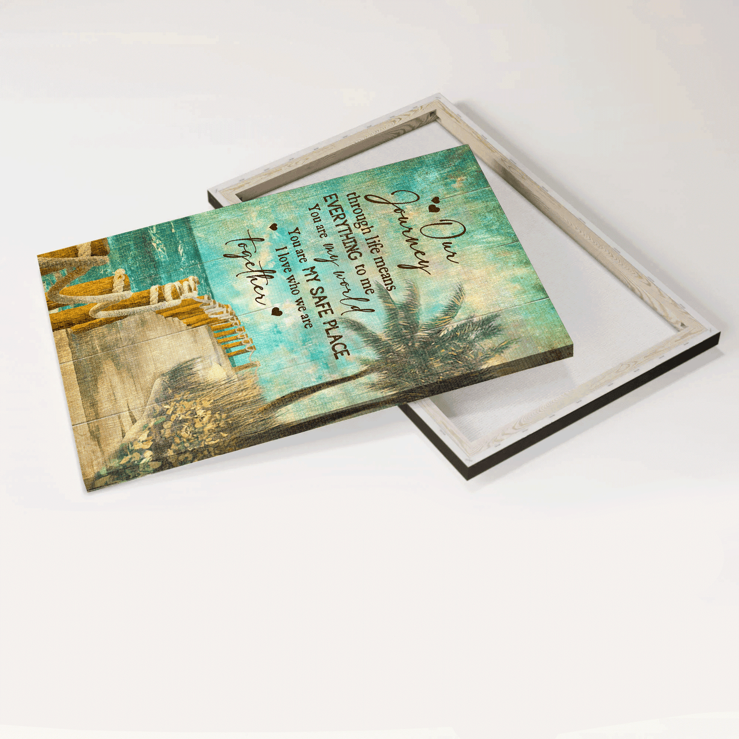 Couple Portrait Canvas - Ocean view, Blue sky painting, Road by the Sea Portrait Canvas - Gift For Couple, Spouse, Lover - You are my world Portrait Canvas