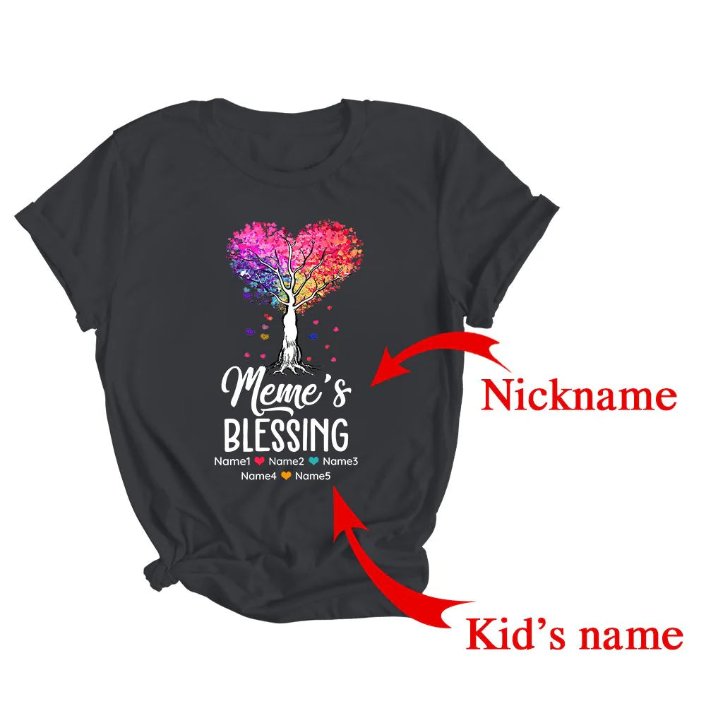 Colortree Custom Meme Grandkids Name Mother's Day T-shirt - Mom Is Blessed Personalized Shirt - Perfect Gift For Gigi, Nana, Mimi
