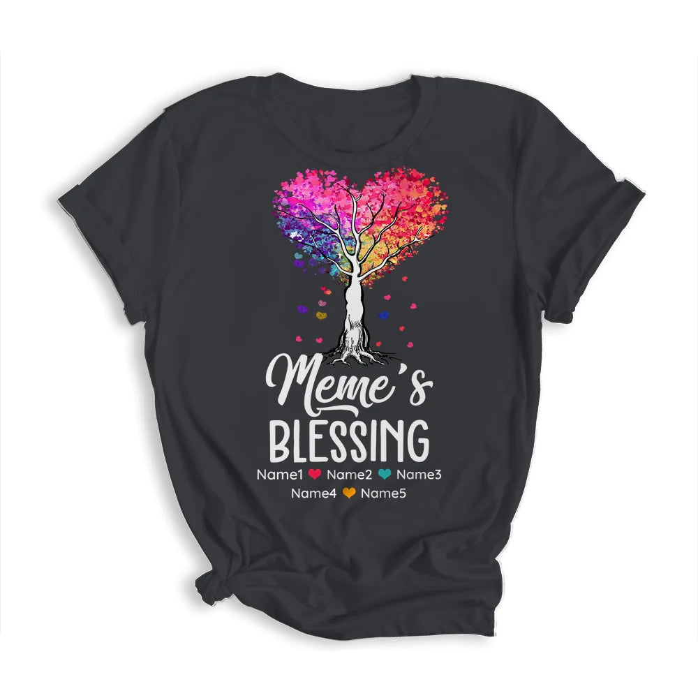 Colortree Custom Meme Grandkids Name Mother's Day T-shirt - Mom Is Blessed Personalized Shirt - Perfect Gift For Gigi, Nana, Mimi
