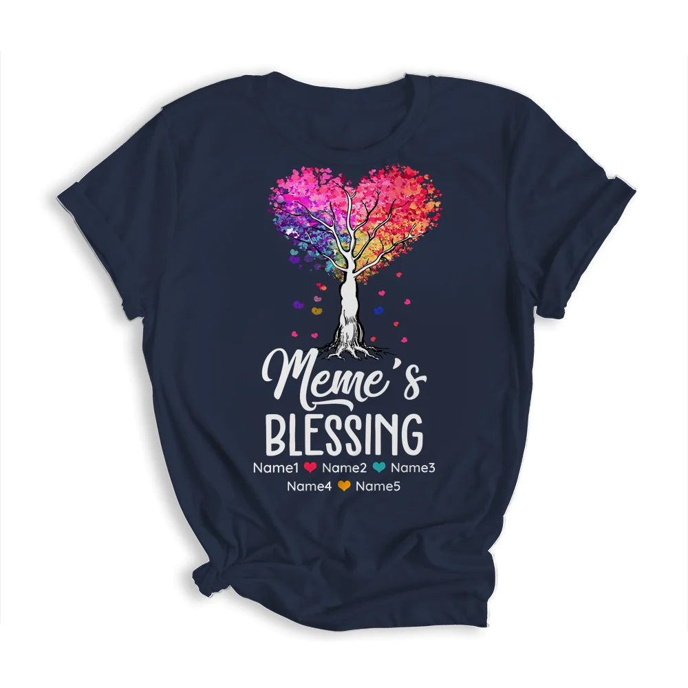 Colortree Custom Meme Grandkids Name Mother's Day T-shirt - Mom Is Blessed Personalized Shirt - Perfect Gift For Gigi, Nana, Mimi