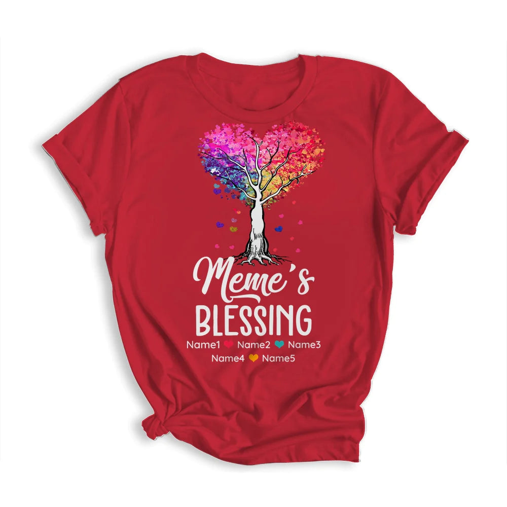 Colortree Custom Meme Grandkids Name Mother's Day T-shirt - Mom Is Blessed Personalized Shirt - Perfect Gift For Gigi, Nana, Mimi