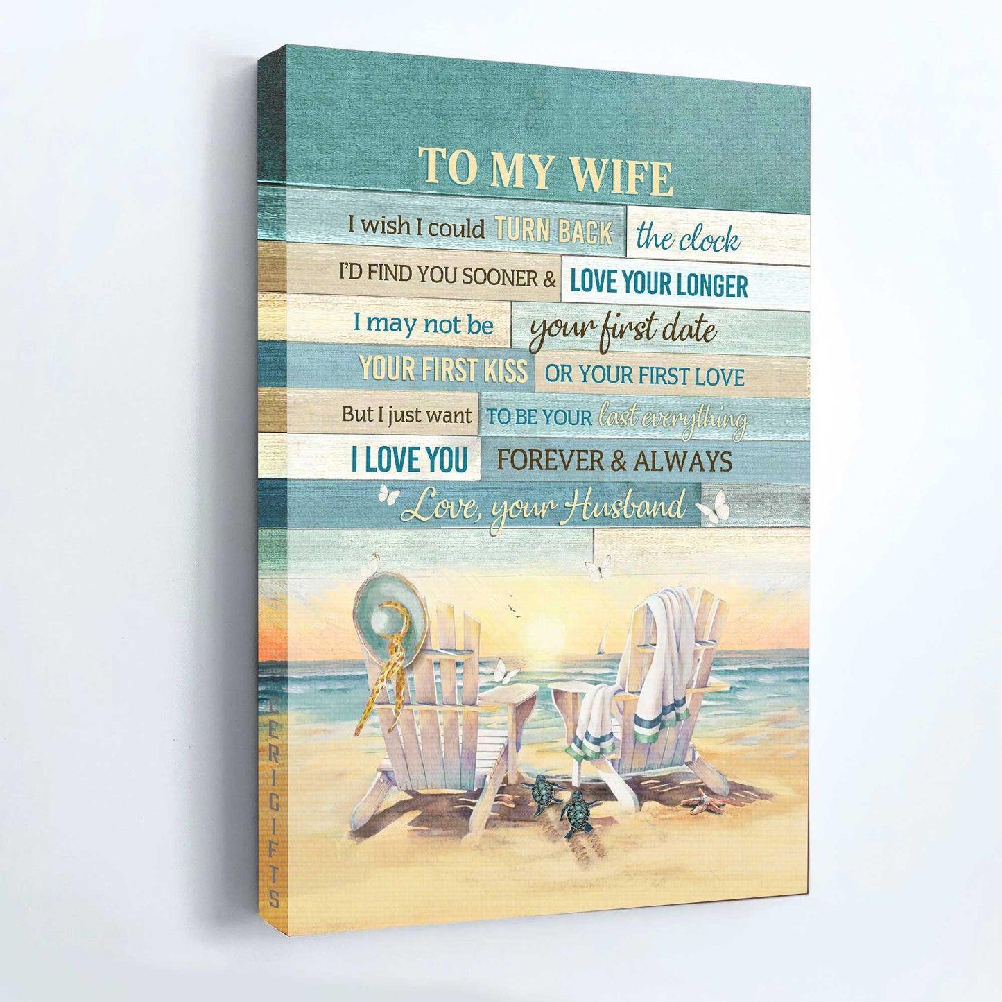 Gift For Wife Portrait Canvas - To My Wife, Beach Painting, Vintage Chairs, Family Canvas - Valentine's Day Gift For Couple, Spouse, Lover - I Love You Forever And Always