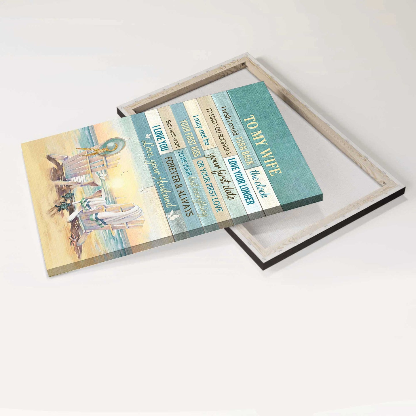 Gift For Wife Portrait Canvas - To My Wife, Beach Painting, Vintage Chairs, Family Canvas - Valentine's Day Gift For Couple, Spouse, Lover - I Love You Forever And Always