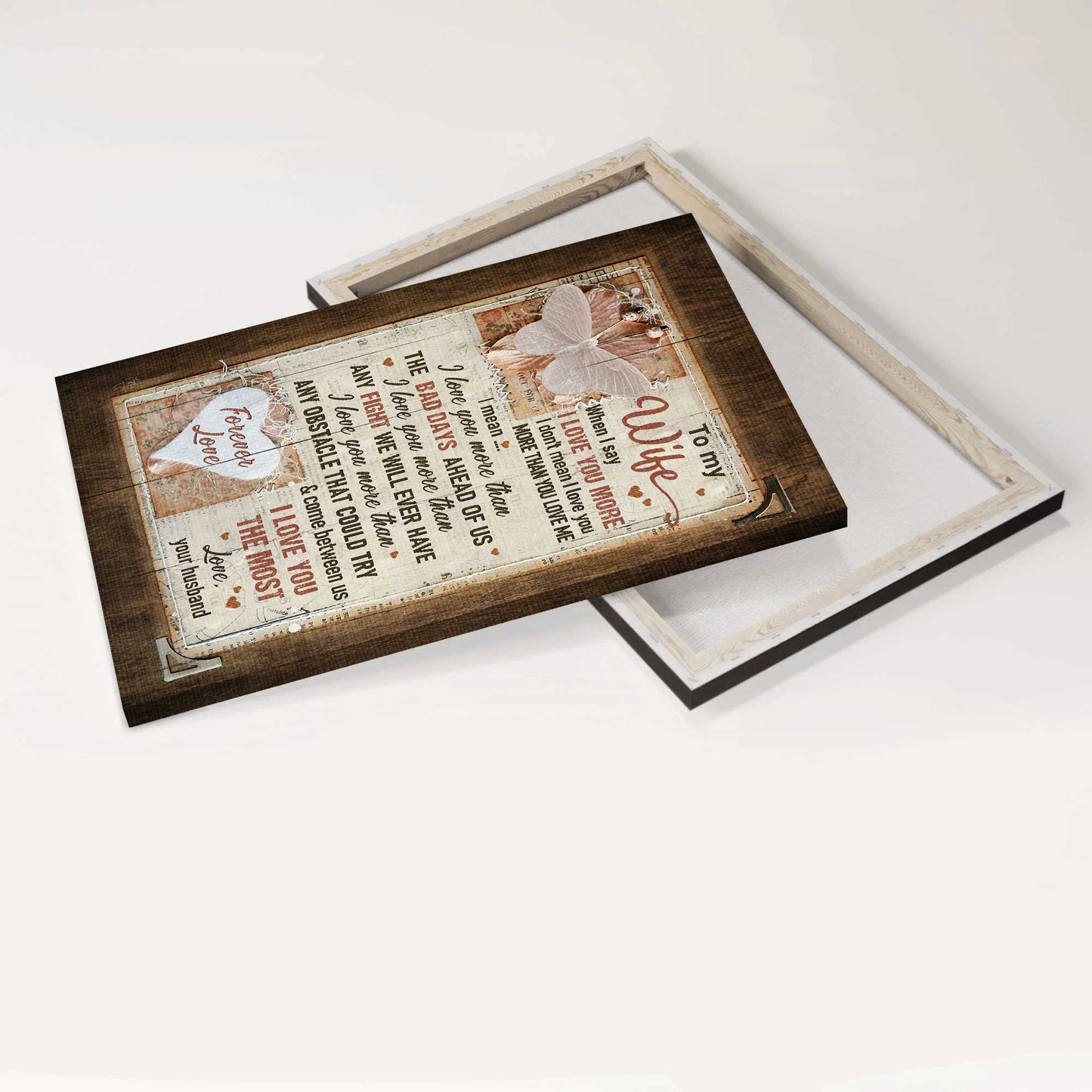 Gift For Wife Portrait Canvas - To My Wife, Butterfly, Happy Marriage, Couple Canvas - Valentine's Day Gift For Couple, Spouse, Lover - I Love You The Most