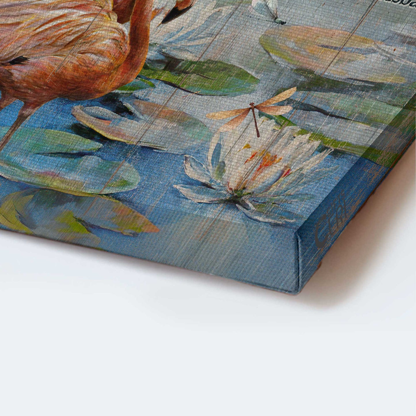 Gift For Wife Portrait Canvas - To My Wife, Pretty Flamingo, Lotus Painting Canvas - Valentine's Day Gift For Couple, Spouse, Lover - I'd Find You Sooner - Family Canvas