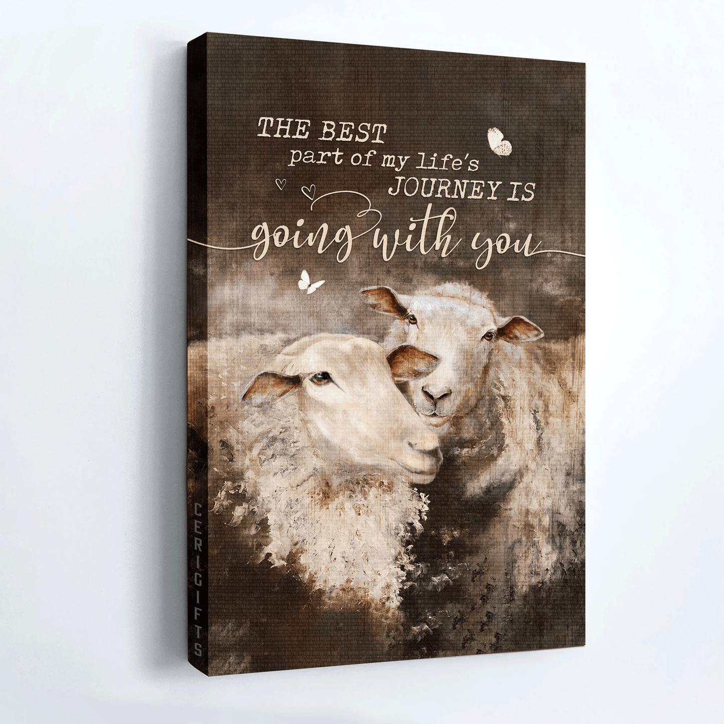Couple Portrait Canvas - Vintage Painting, Lambs Painting Canvas - Valentine's Day Gift For Couple, Spouse, Lover, Husband, Wife, Boyfriend, Girlfriend - The Best Part Of My Life's Journey Is With You