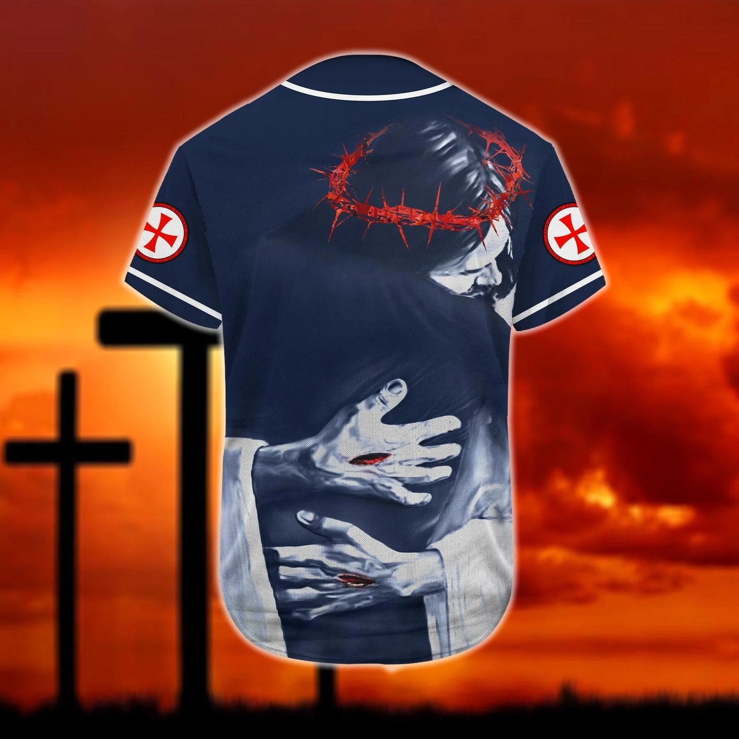 Personalized Jesus Baseball Jersey - Christ Hugs Baseball Jersey - Gift For Christians - Faith Custom Printed Baseball Jersey Shirt For Men and Women