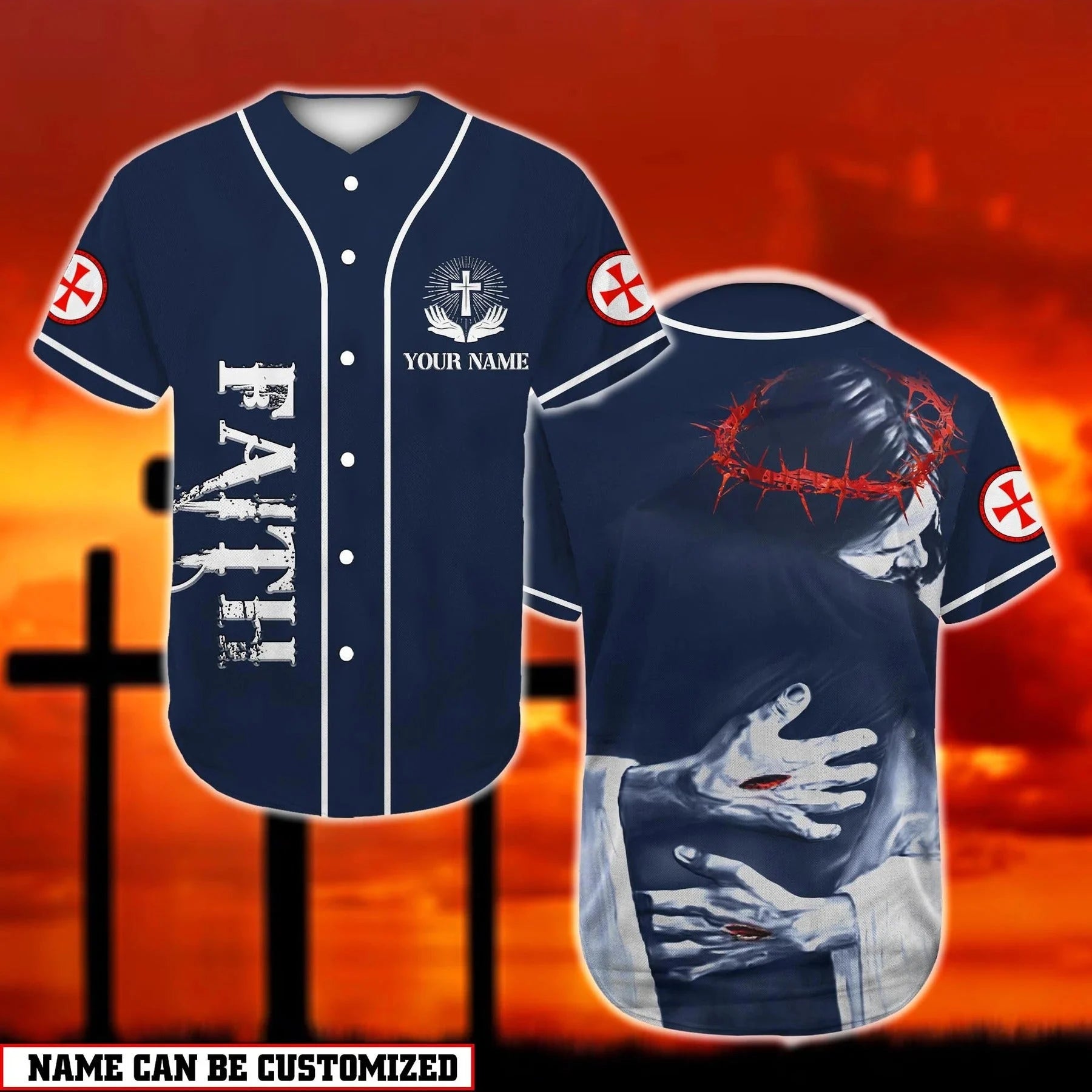 Personalized Jesus Baseball Jersey - Christ Hugs Baseball Jersey - Gift For Christians - Faith Custom Printed Baseball Jersey Shirt For Men and Women