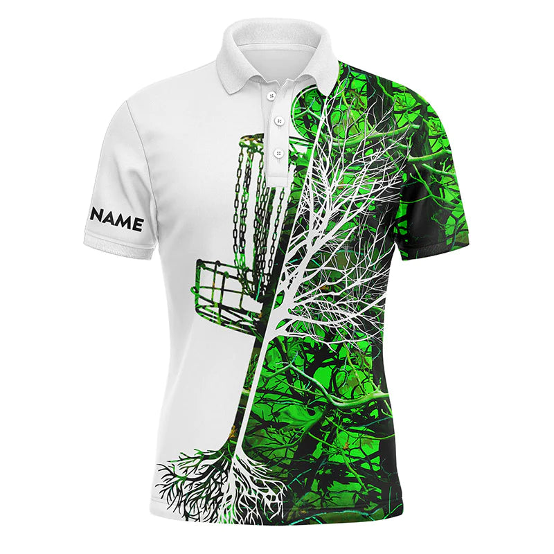 Disc Golf Men Polo Shirt, Custom Name Pink Camo Disc Golf Basket Apparel - Personalized Sports Gift For Men, Husband, Boyfriend, Golf Lover