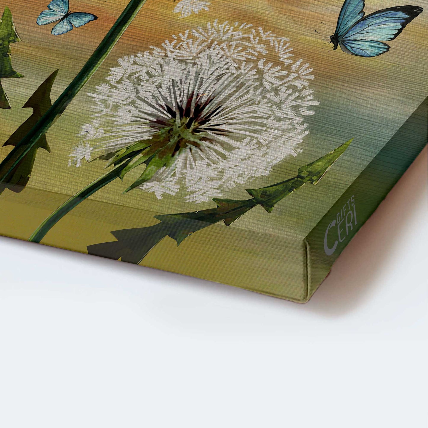 Heaven Portrait Canvas - White Dandelion, Blue Butterfly, Memorial Canvas - Memorial Gift For Member Family - A Big Peace Of My Heart Lives In Heaven