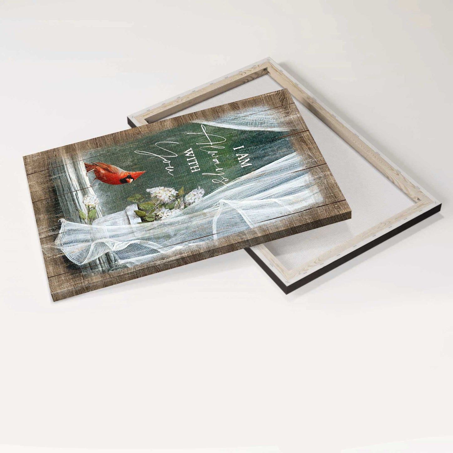 Heaven Portrait Canvas - White Hydrangea, Cardinal Painting, Spring Drawing, Memorial Canvas - Memorial Gift For Member Family - I Am Always With You