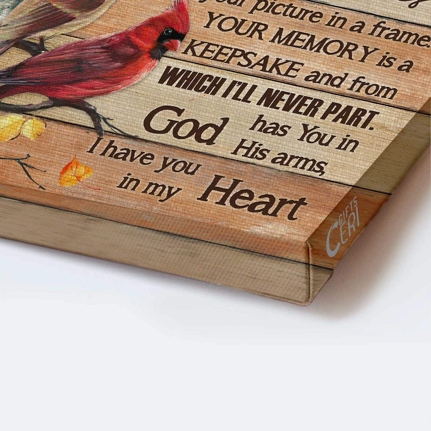 Heaven Portrait Canvas - Yellow Forest Painting, Cardinal Drawing, Memorial Canvas - Memorial Gift For Member Family - I Thought Of You Today