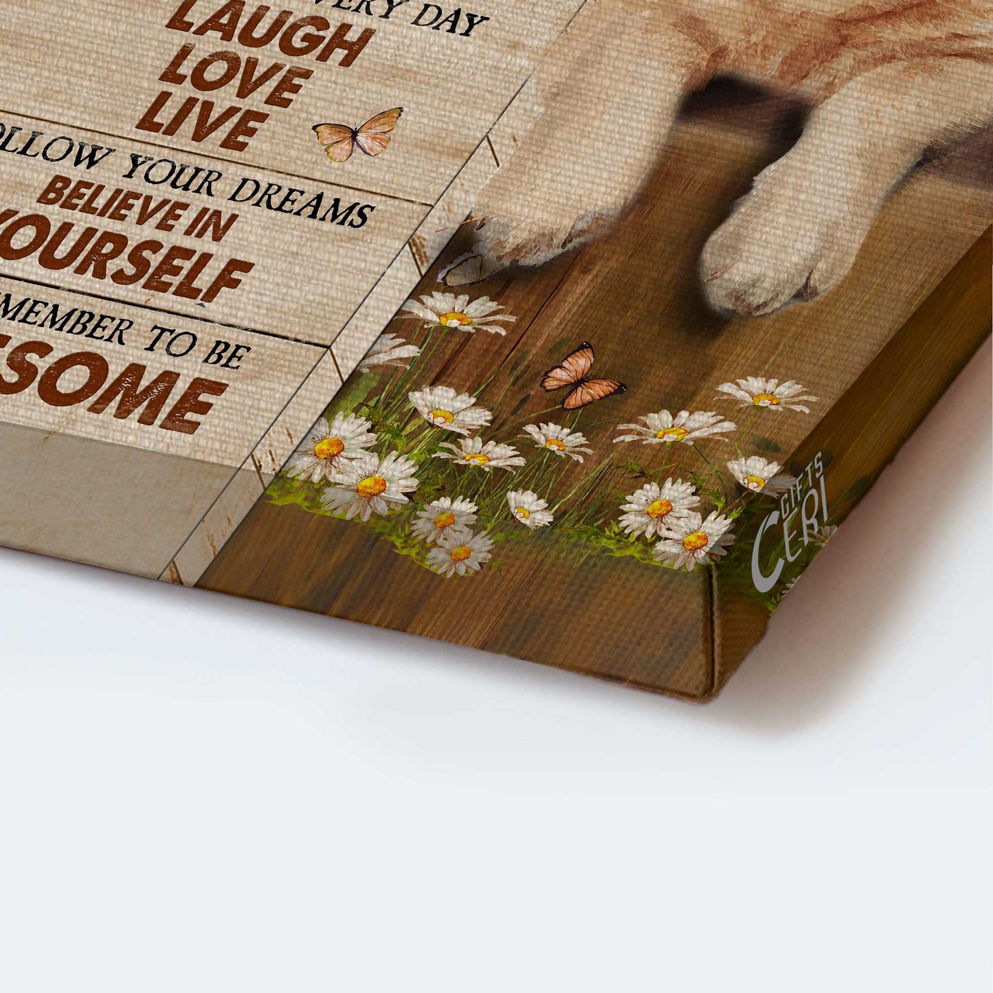 Labrador Retriever Dog Portrait Canvas - Yellow Labrador, Daisy Flower Canvas - Gift for Labrador, Dog Lovers - Believe In Yourself And Remember To Be Awesome