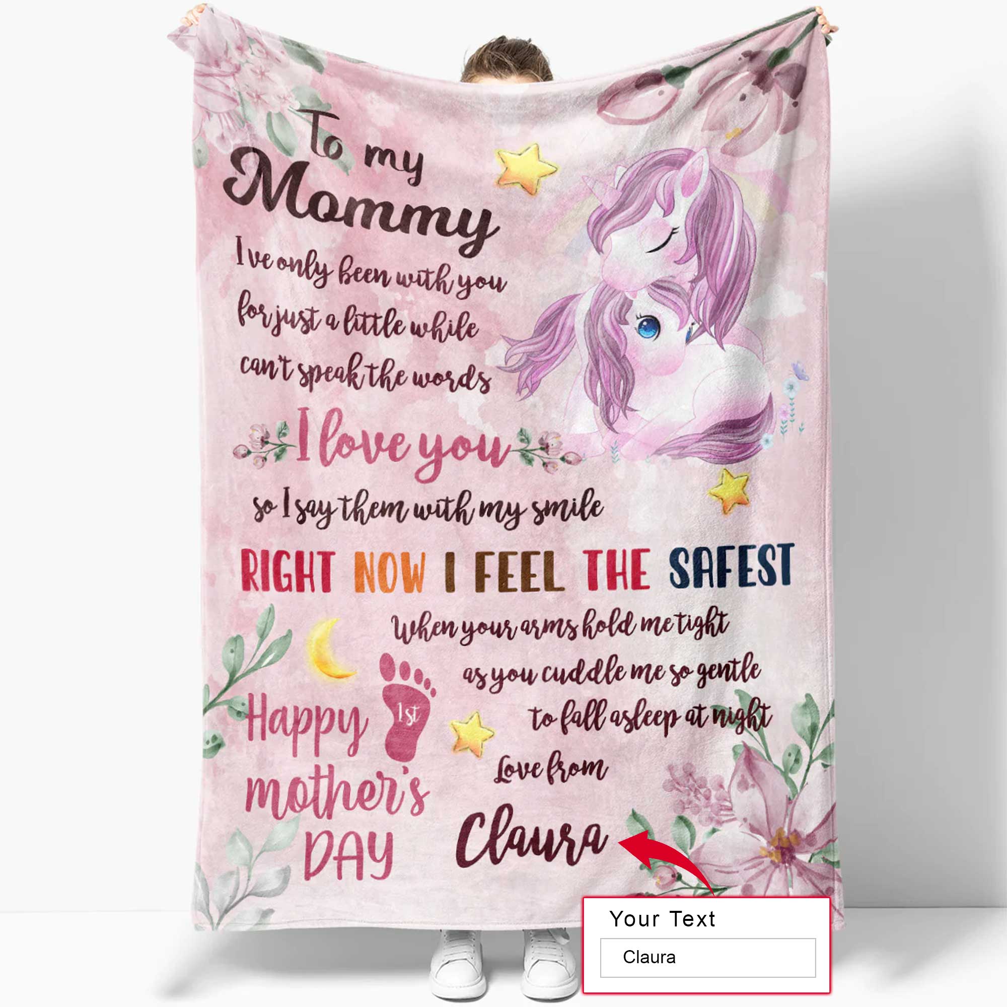 Gift For Mom 1st First Mother's Day Personalized Blanket - Unicorn, Custom Name, To My Mommy Blanket - Gift For Mother's Day, Presents For Mom