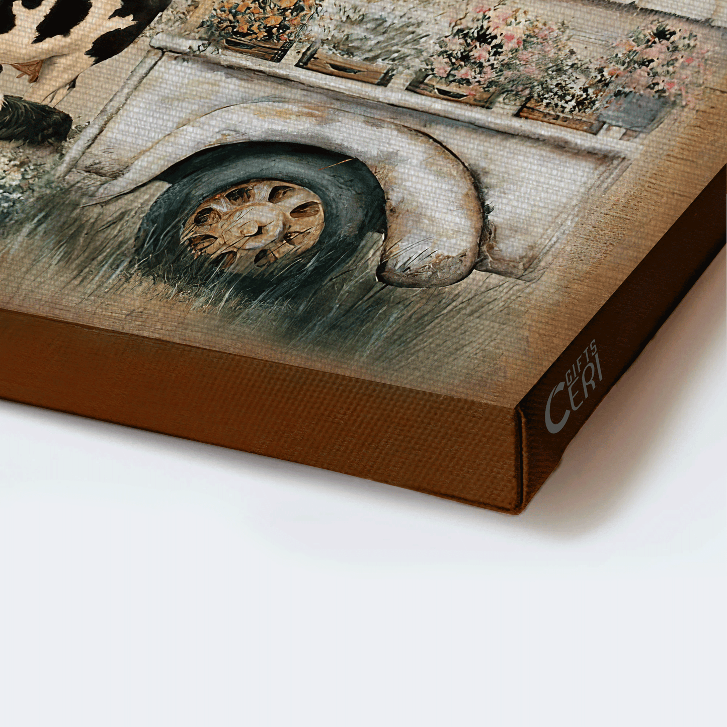 Farm Landscape Canvas- Animals, Flower Car, Peaceful Life Landscape Canvas- Gift For Farm Lover- On This Farm We Choose Joy