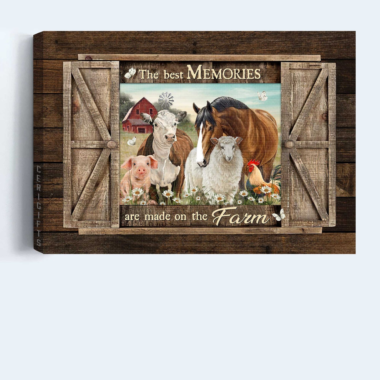 Jesus Landscape Canvas- Cute sheep, Animal painting, Daisy garden, White butterfly canvas- Gift for Christian- The best memories are made on the farm