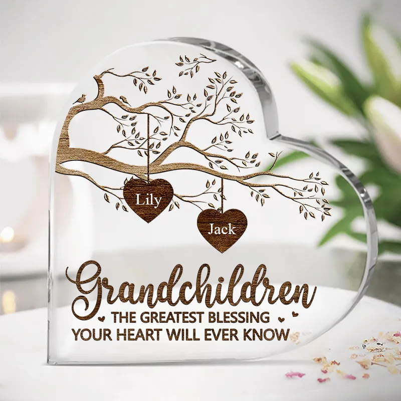 Grandchildren Custom Heart Shaped Acrylic Plaque, Mother's Day, The Greatest Blessing Personalized Custom Heart Shaped Acrylic Plaque, Your Heart Will Ever Know Custom Heart Shaped Acrylic Plaque