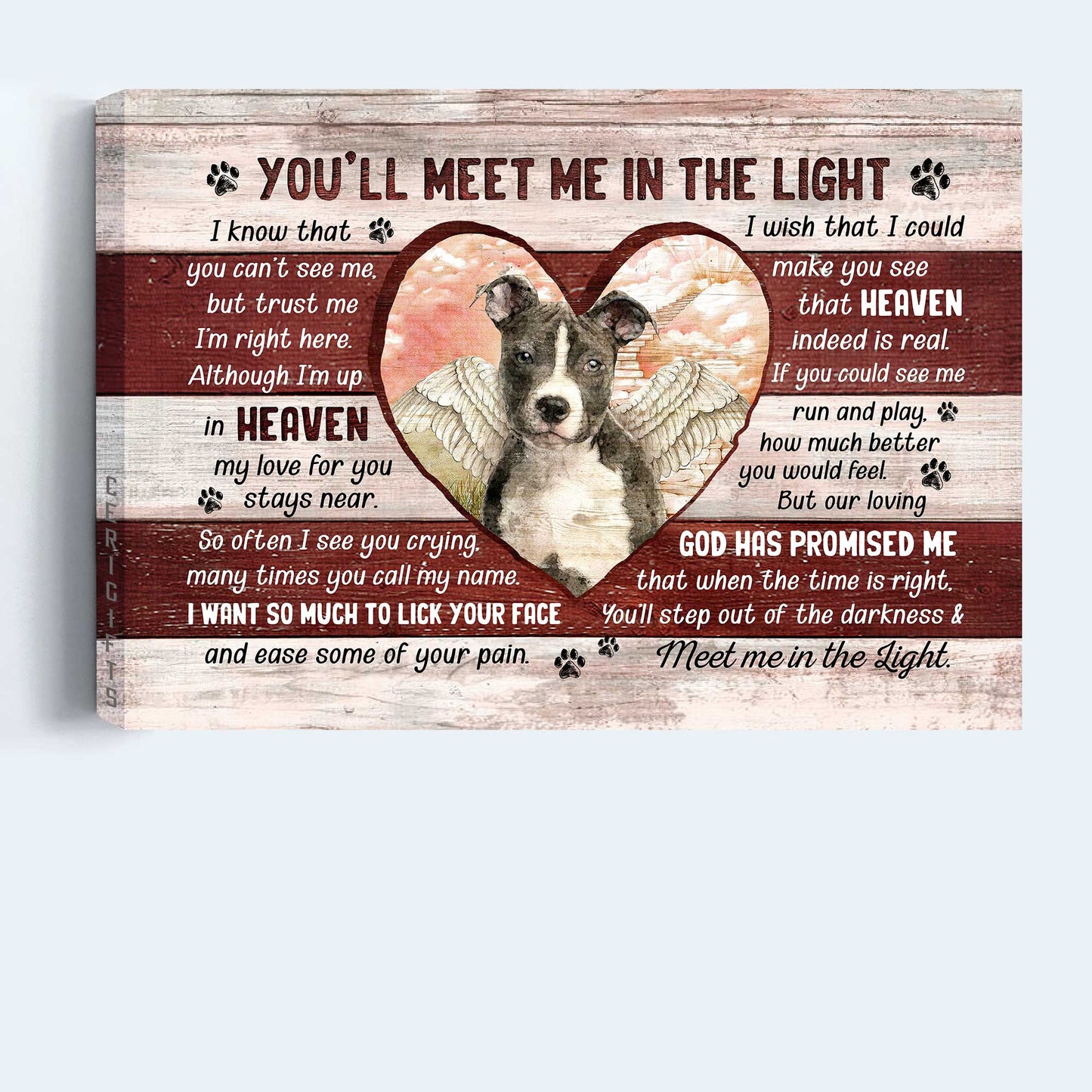 Pit Bull Landscape Canvas - Pit bull, Angel, Heaven Landscape Canvas - Gift For Pit Bull Lover - You'll meet me in the light Landscape Canvas