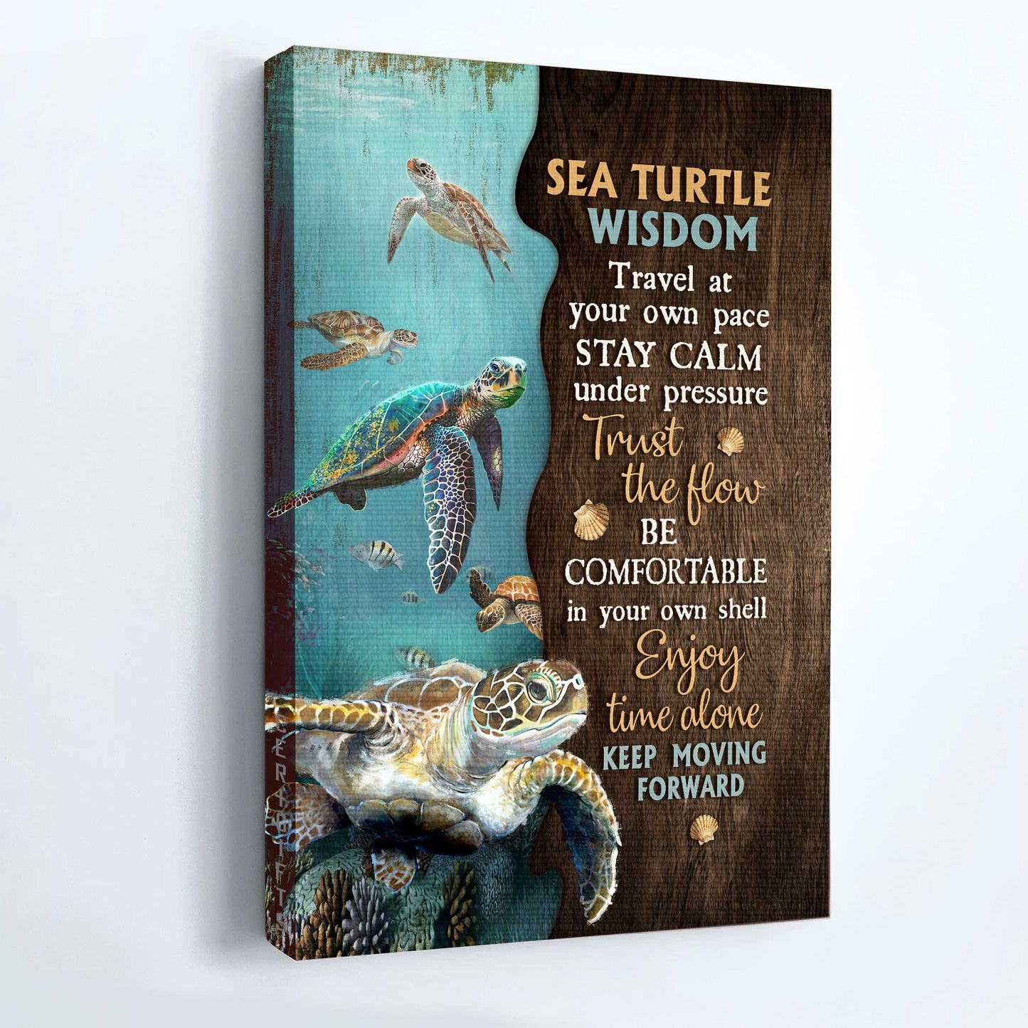 Jesus Portrait Canvas- Sea Turtle, Pearl shell, Ocean world- Gift for Christian- Keep moving forward - Portrait Canvas Prints, Christian Wall Art