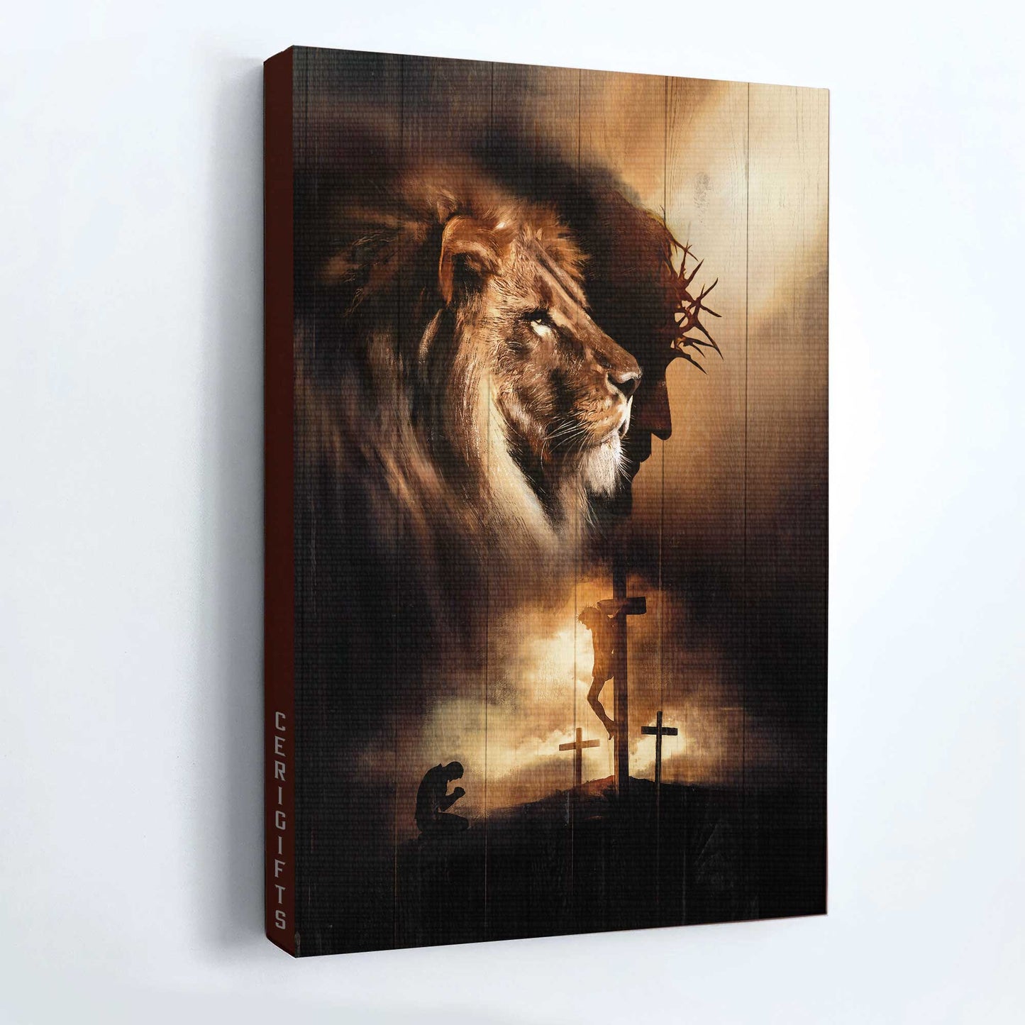 Jesus Portrait Canvas- Lion of Judah, Jesus profile painting, Praying with Jesus- Gift for Christian - Portrait Canvas Prints, Christian Wall Art
