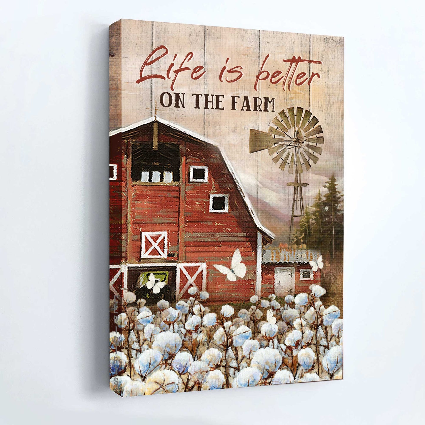 Jesus Portrait Canvas- Red house, Dandelion field, Amazing windmill- Gift for Christian- Life is better on the farm - Portrait Canvas Prints, Christian Wall Art
