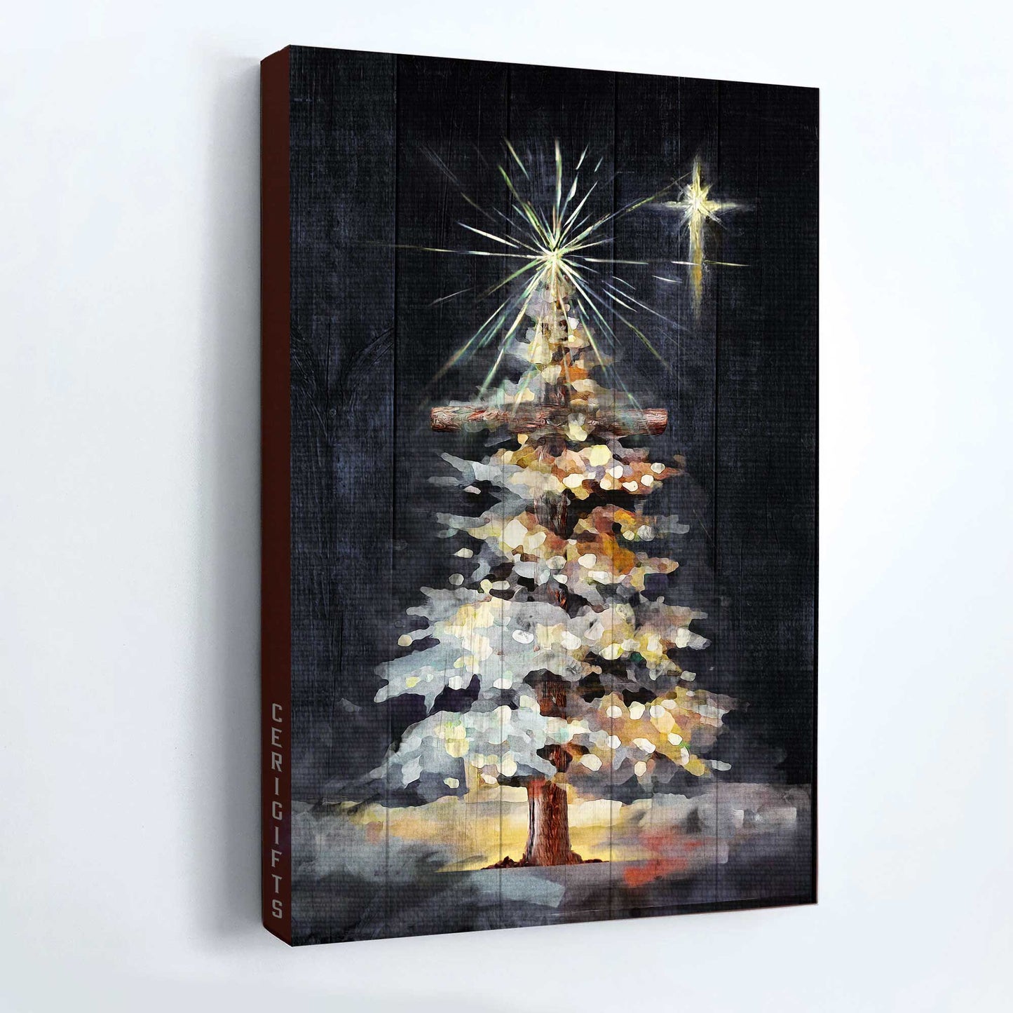 Jesus Portrait Canvas- Merry Christmas, The Beautiful Christmas Tree- Gift For Christian, Christmas Lover