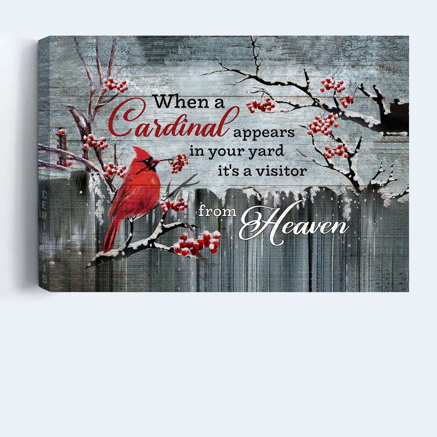 Memorial, Cardinal Landscape Canvas - Christmas Tree, Snow Day, When A Cardinal Appears In Your Yard It's A Visitor From Heaven - Memorial Gift For Family Members