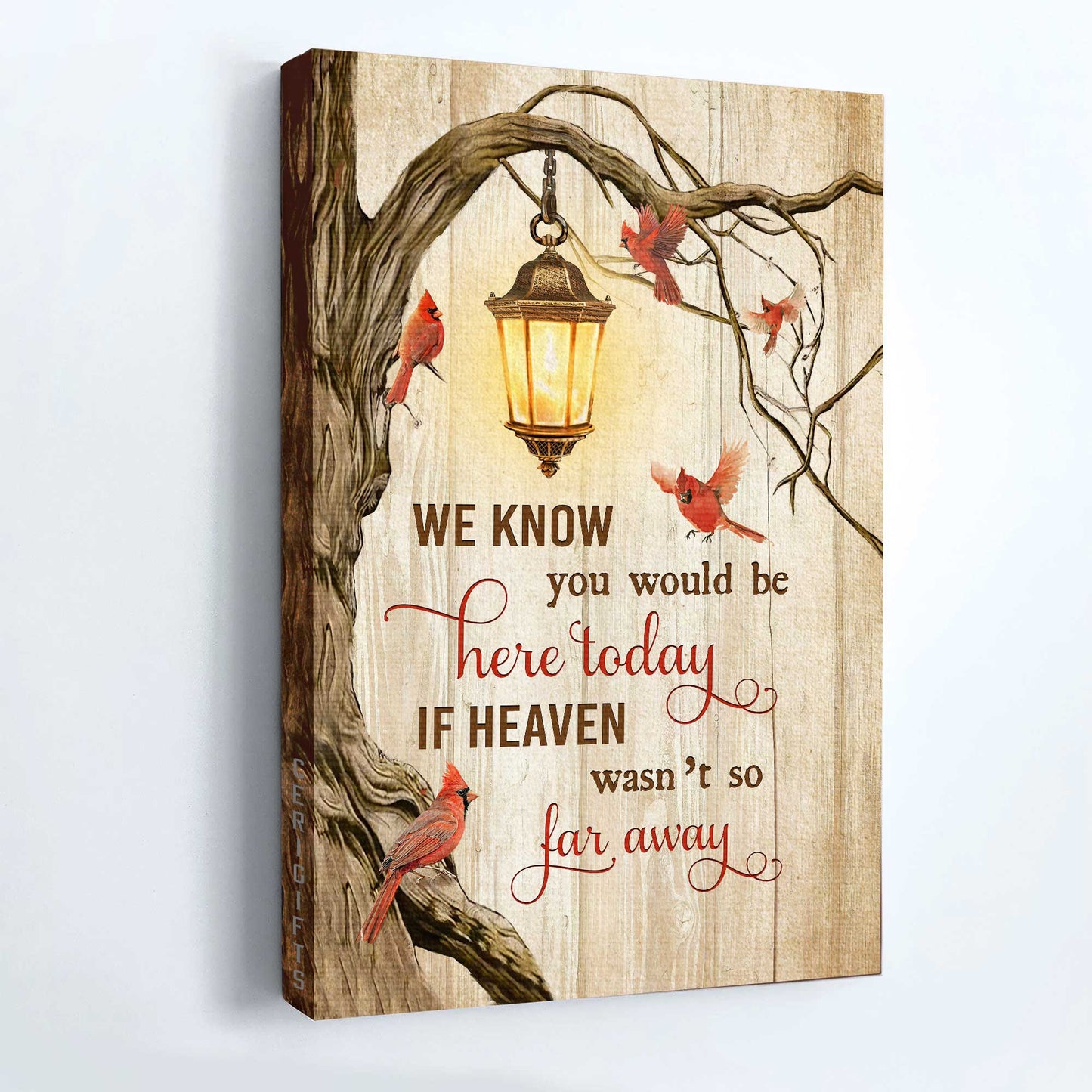 Memorial Portrait Canvas - Antique lantern, Oldest tree, Red cardinal Portrait Canvas - Memorial Gift For Family Members - We know you would be here today